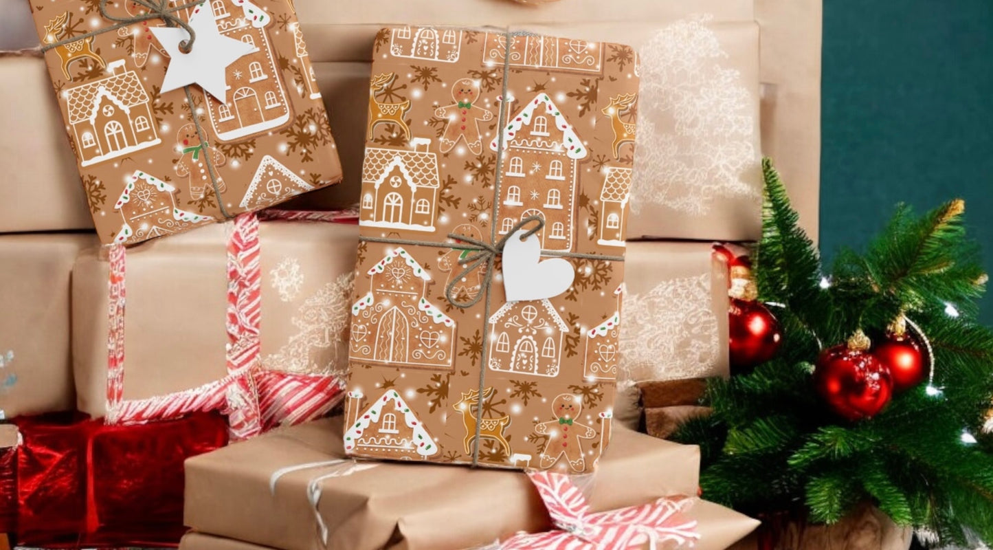 Gingerbread village wrapping paper