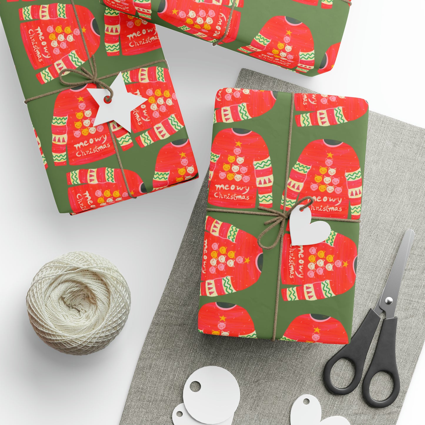 Cat Christmas jumper Wrapping Papers