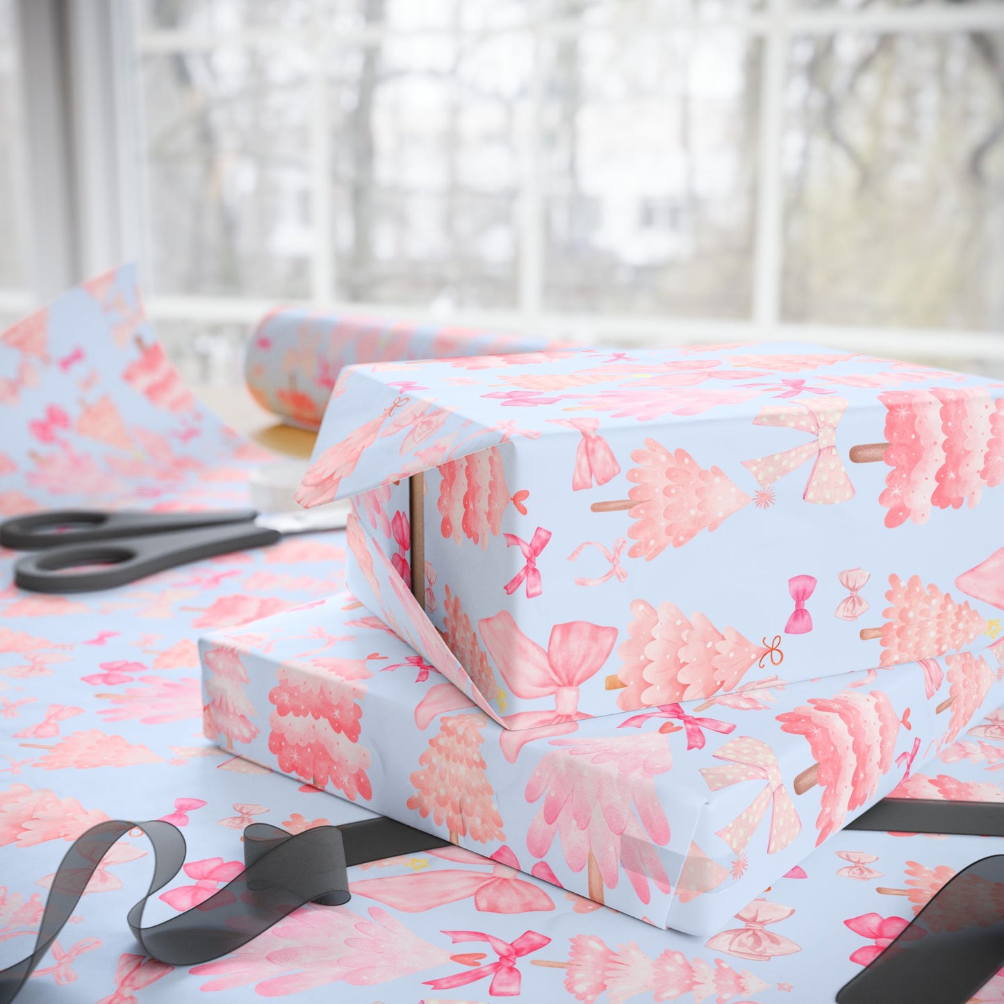 Sugarplum Pink Blue Wrapping Papers