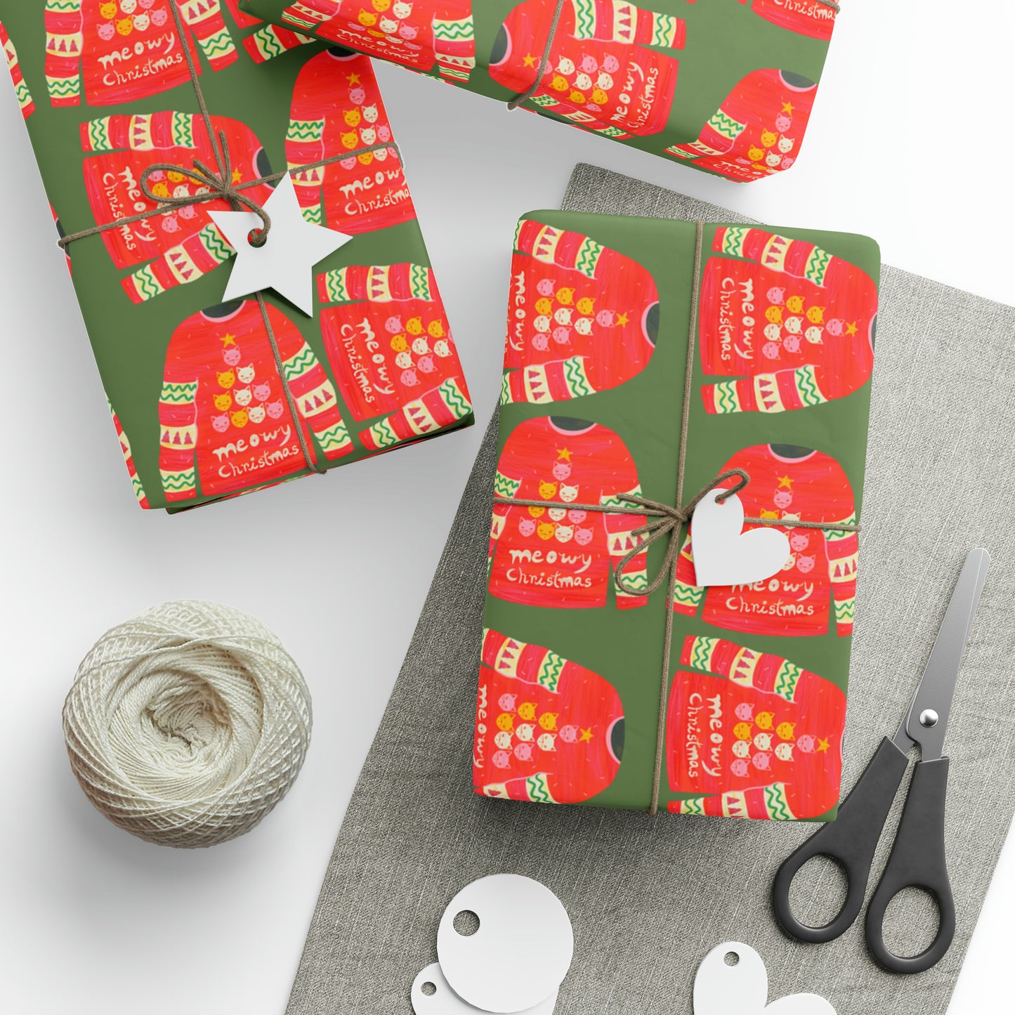 Cat Christmas jumper Wrapping Papers