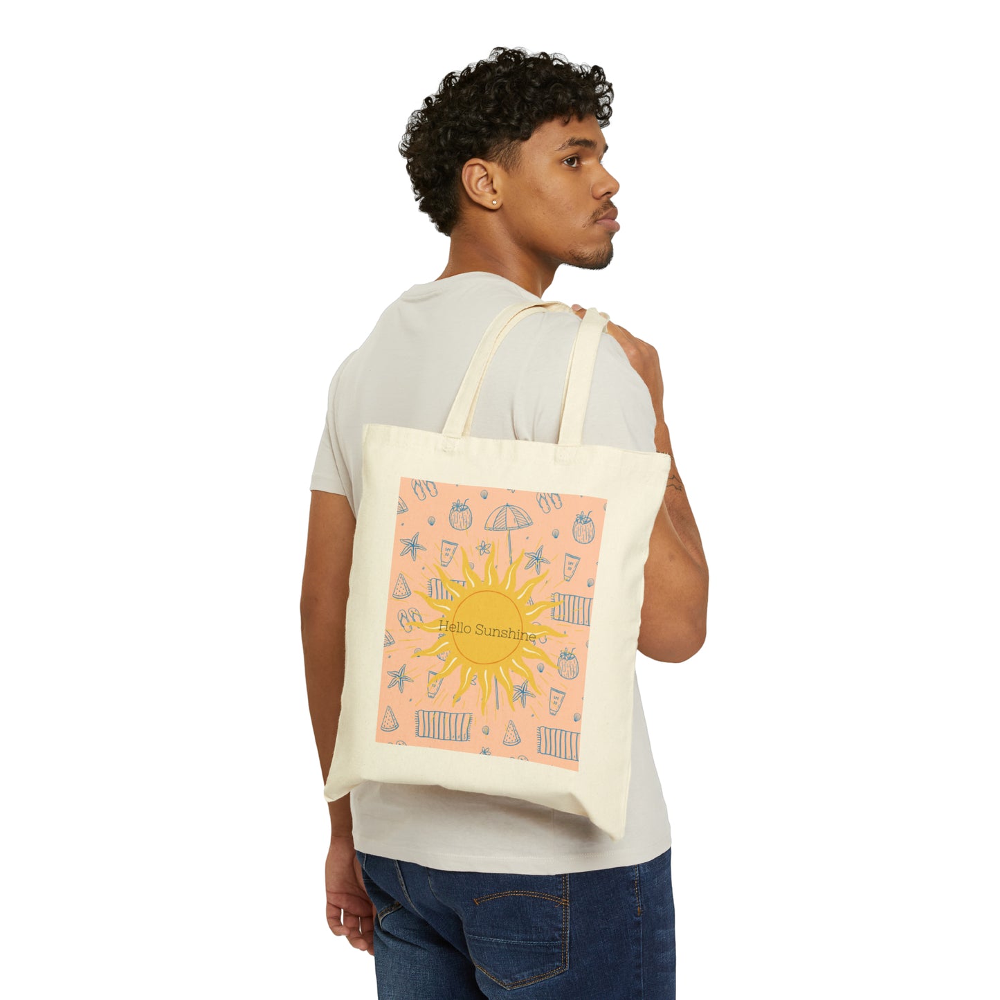 Cotton Canvas Tote Bag Hello Sunshine