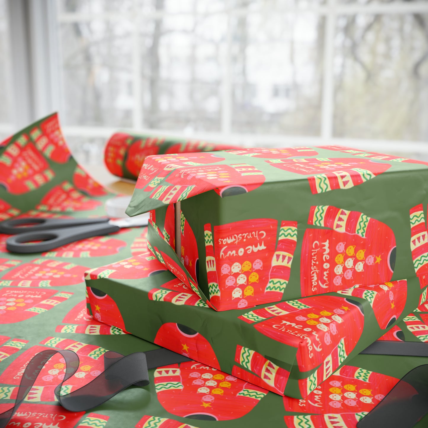 Cat Christmas jumper Wrapping Papers