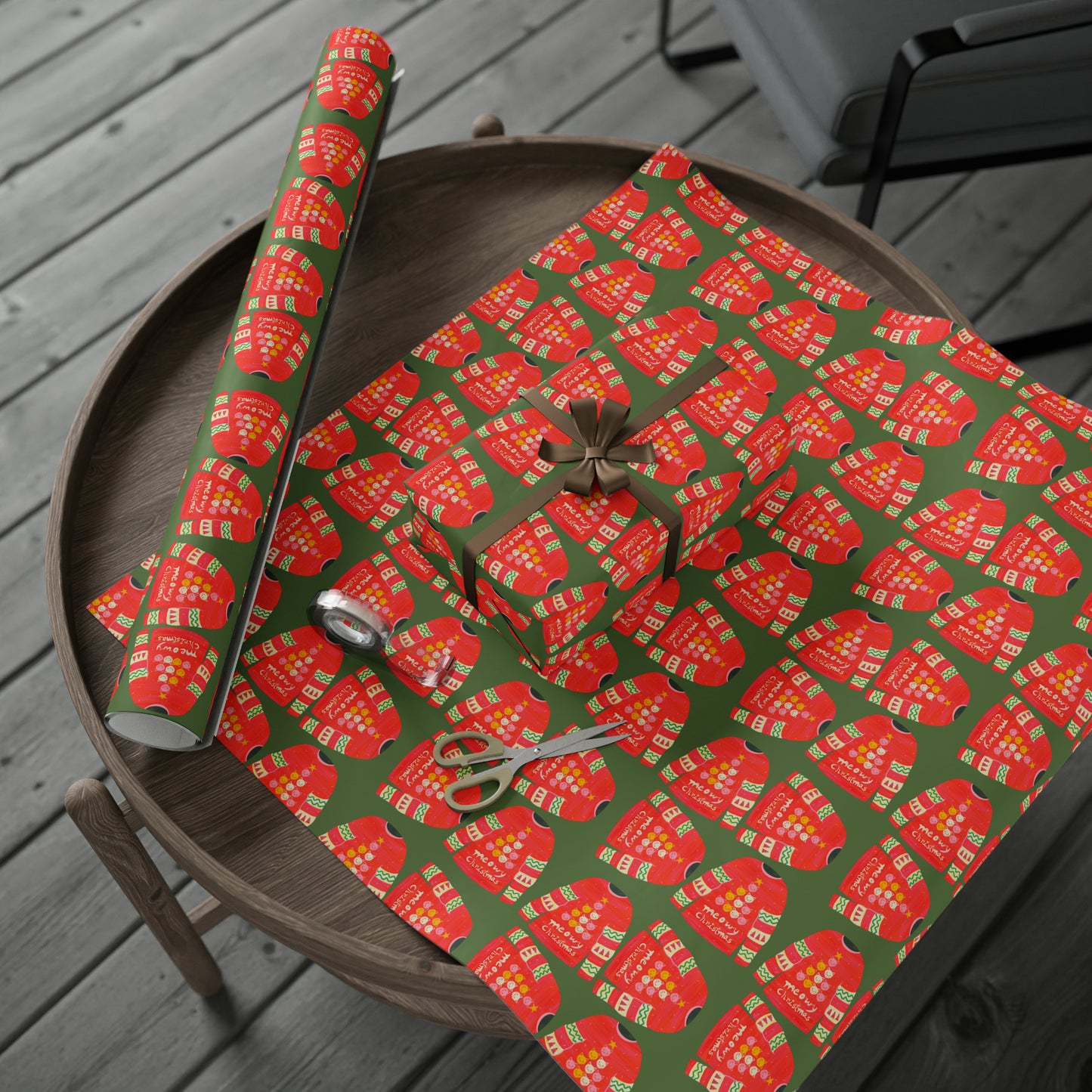 Cat Christmas jumper Wrapping Papers