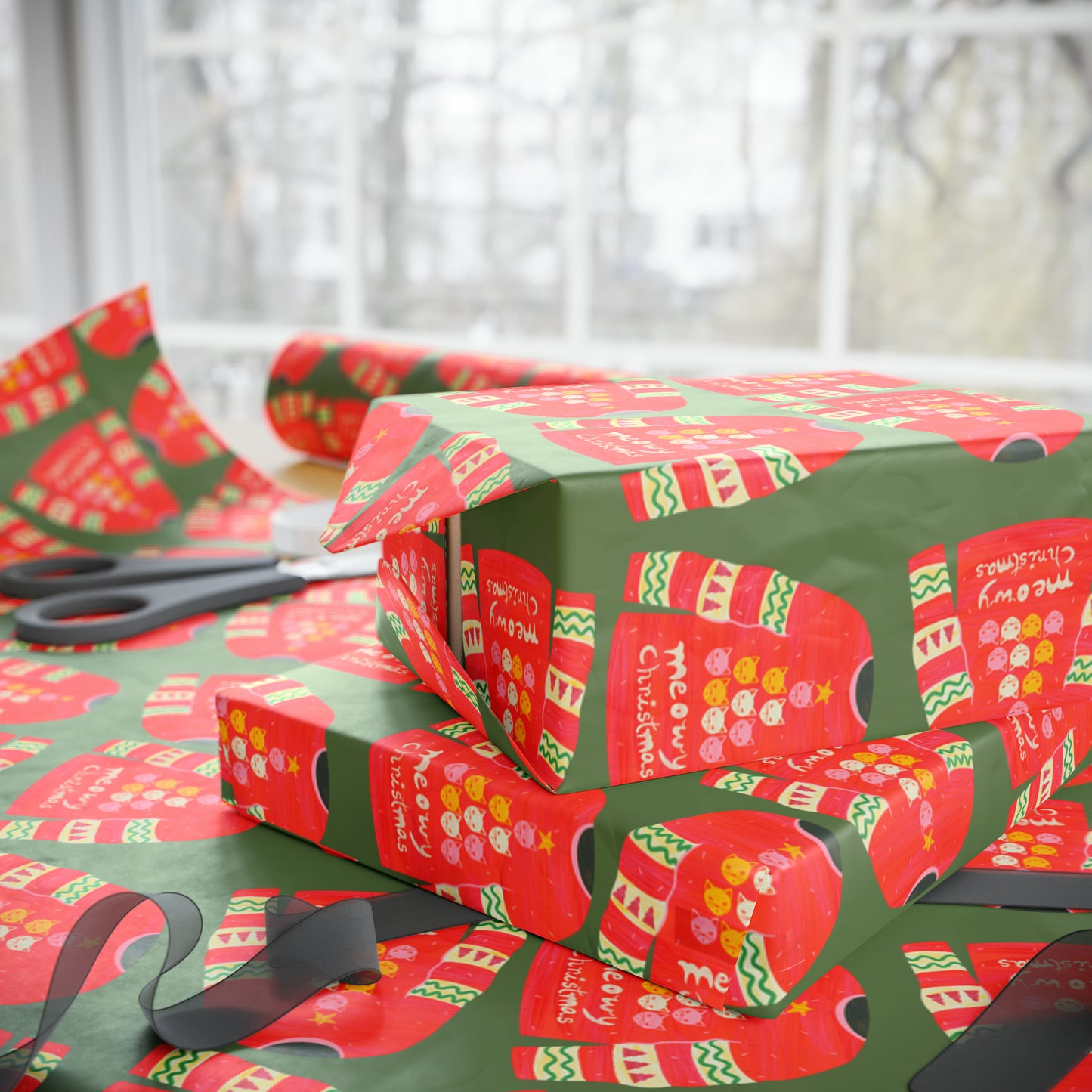 Cat Christmas jumper Wrapping Papers