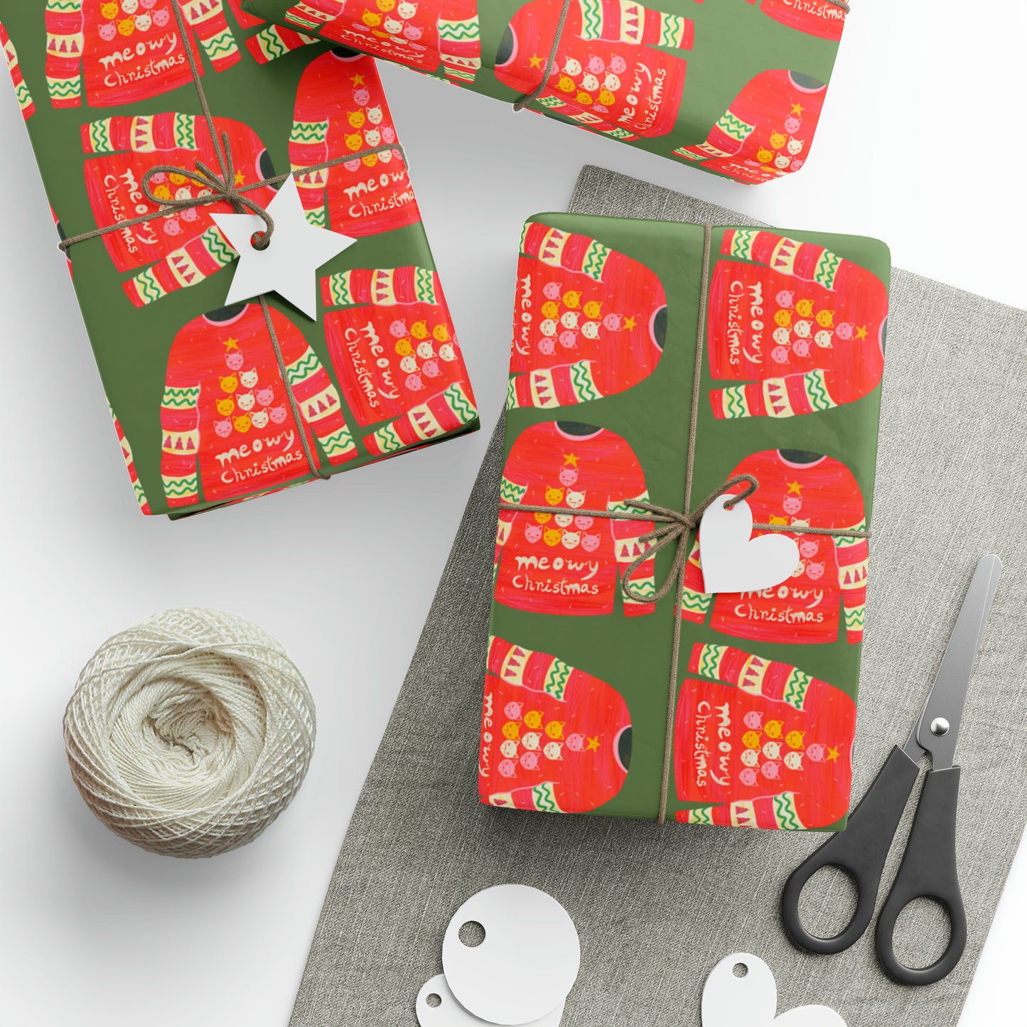 Cat Christmas jumper Wrapping Papers