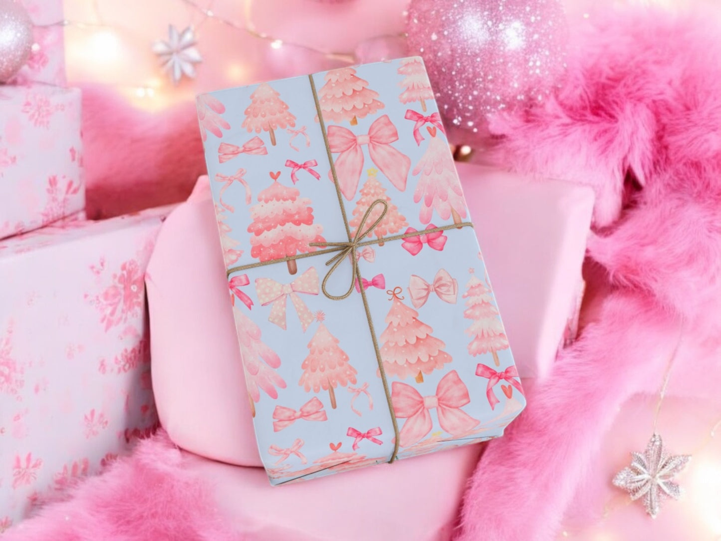 Sugarplum Pink Blue Wrapping Papers