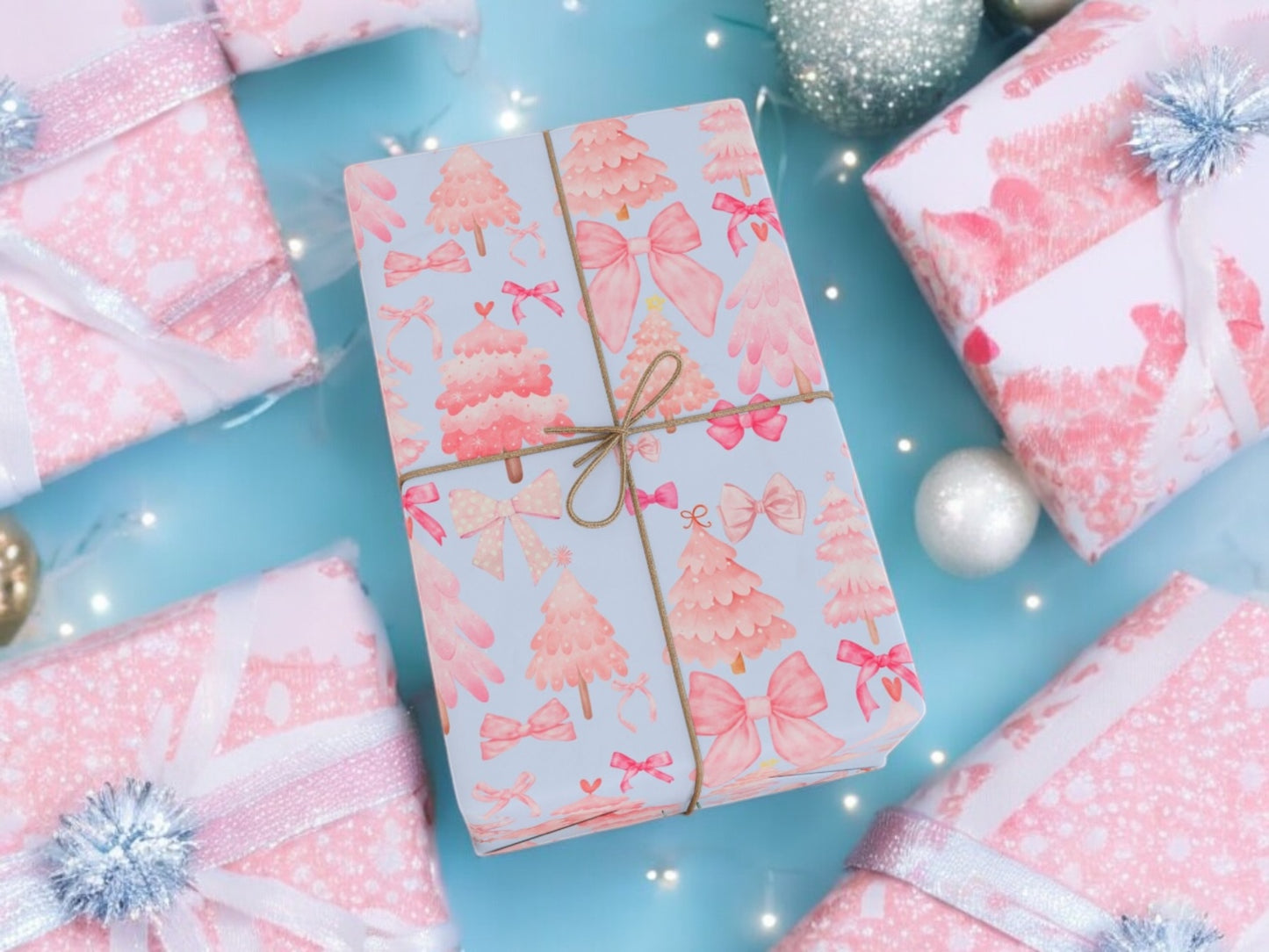 Sugarplum Pink Blue Wrapping Papers