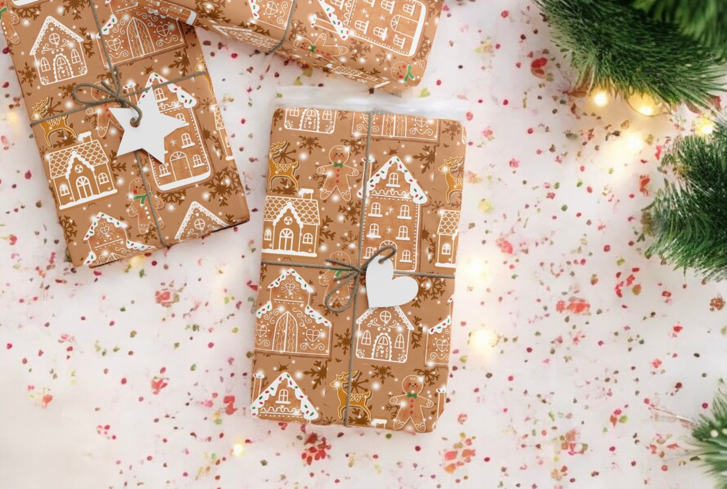 Gingerbread village wrapping paper