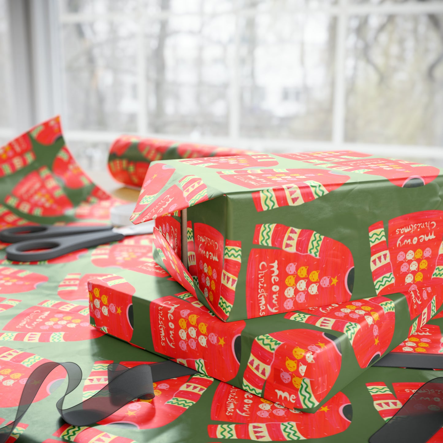 Cat Christmas jumper Wrapping Papers