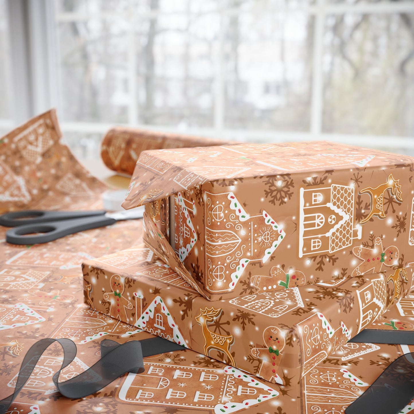 Gingerbread village wrapping paper