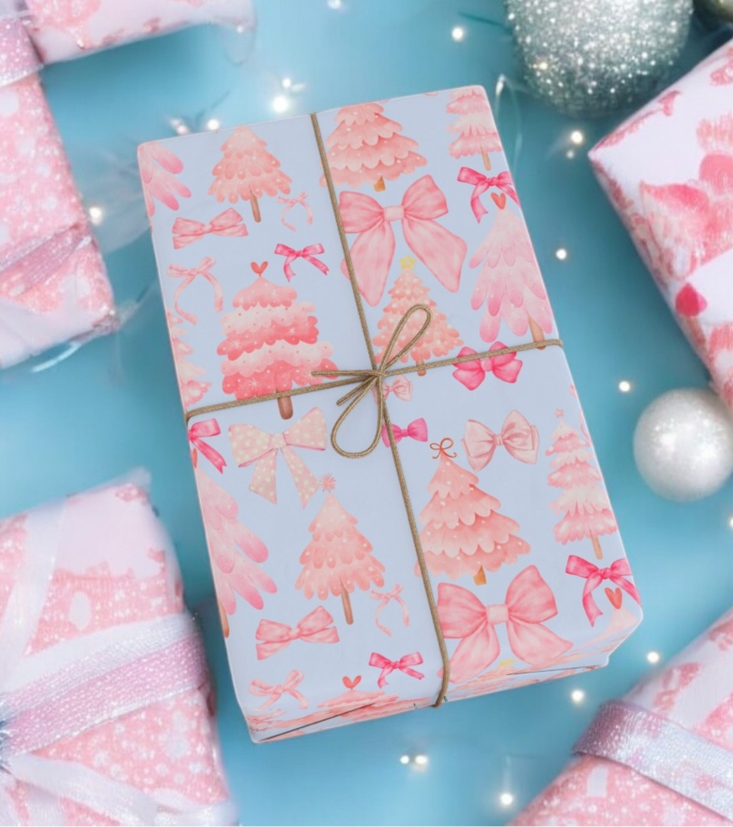 Sugarplum Pink Blue Wrapping Papers